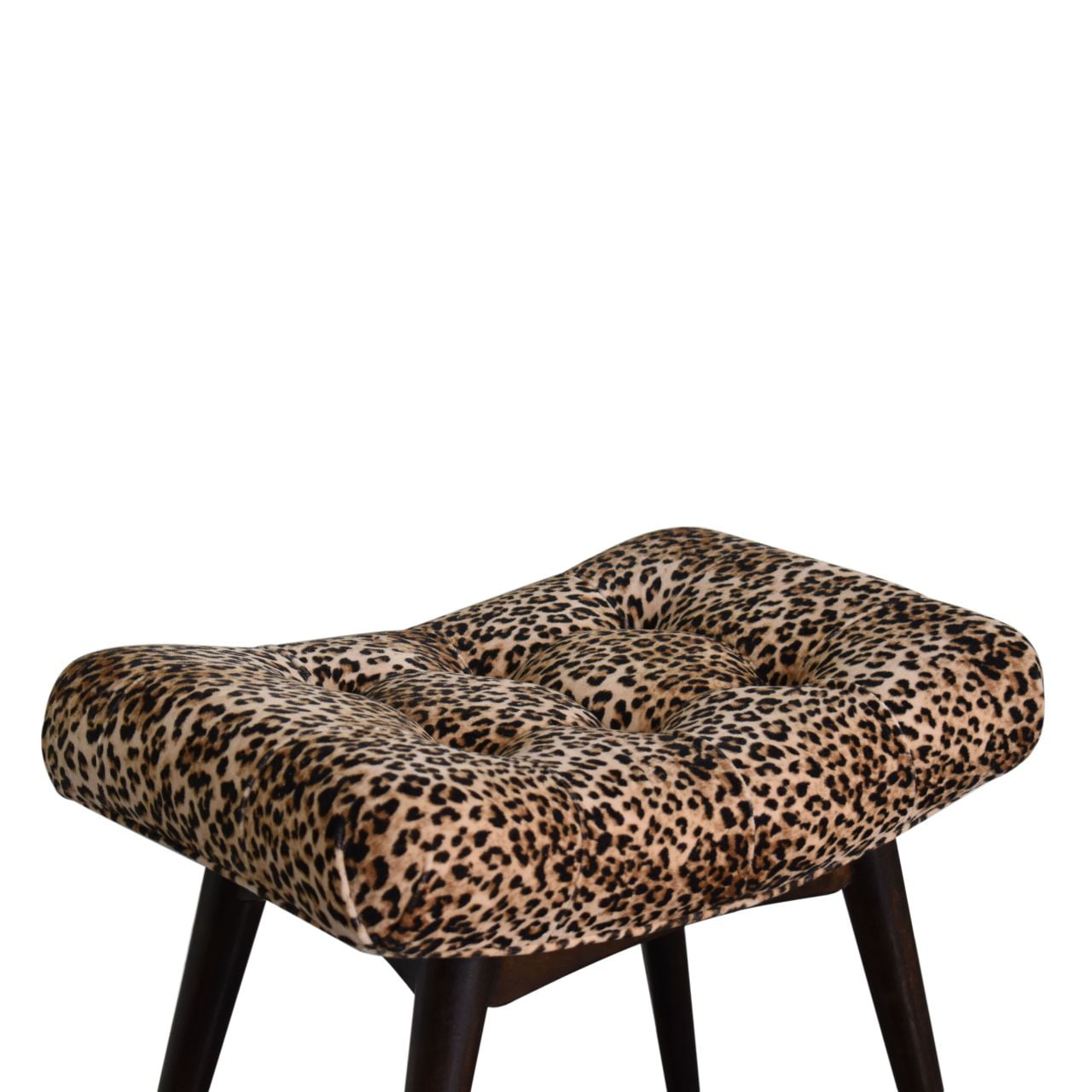 Leopard Print Velvet Curved Bench