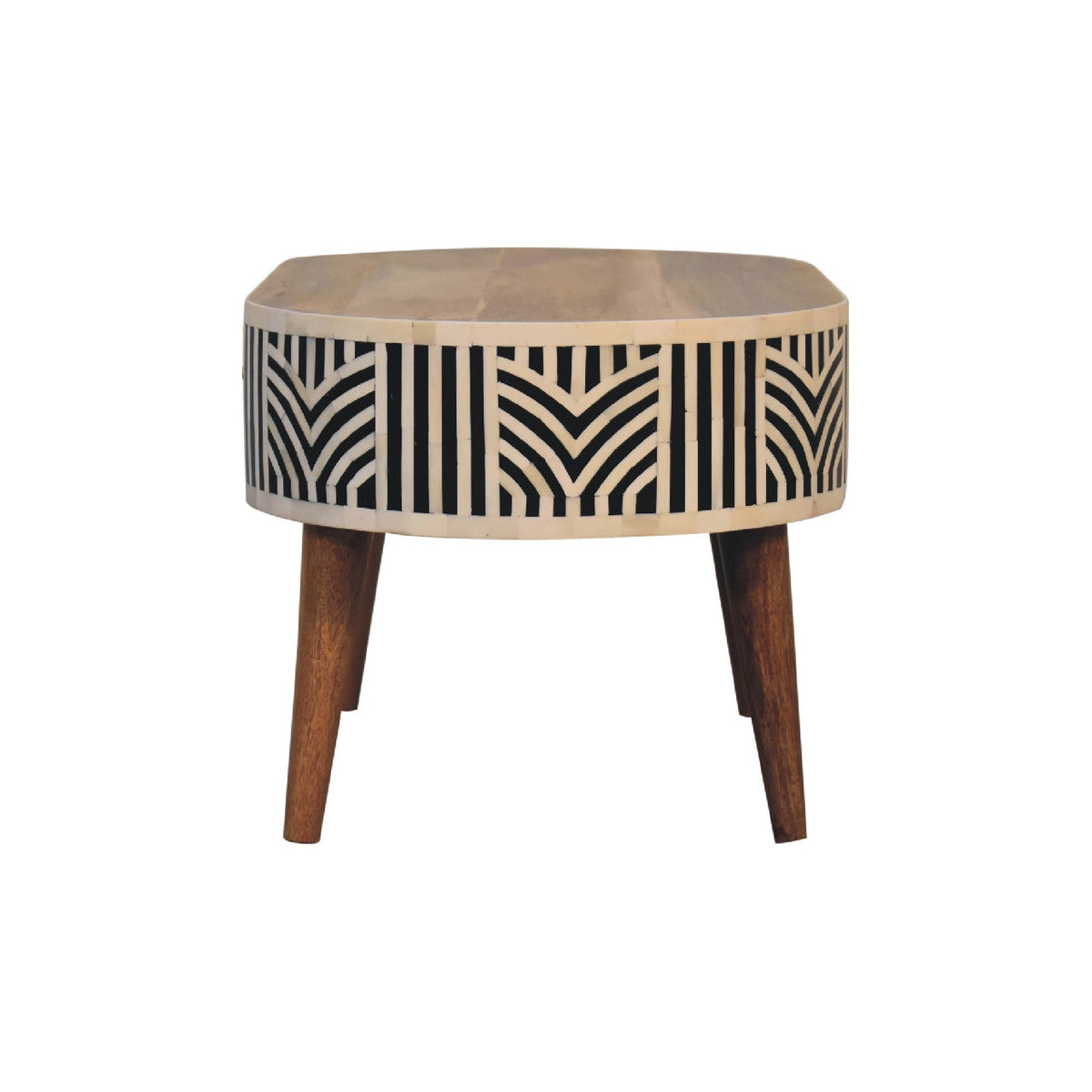 Bone Inlay Coffee Table, close-up of solid mango wood grain
