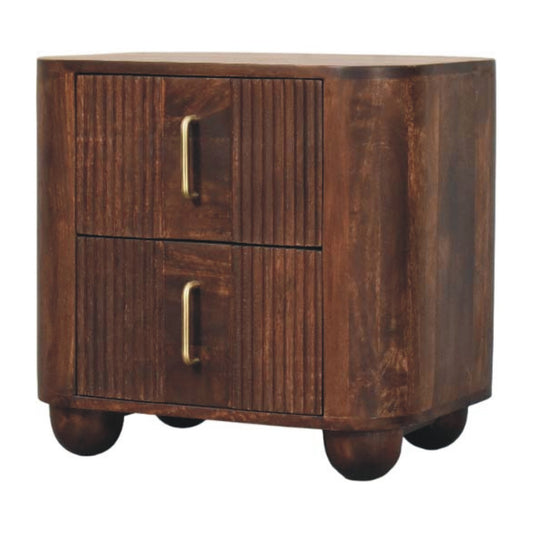 The Elowen Fluted Mango Wood Nightstand