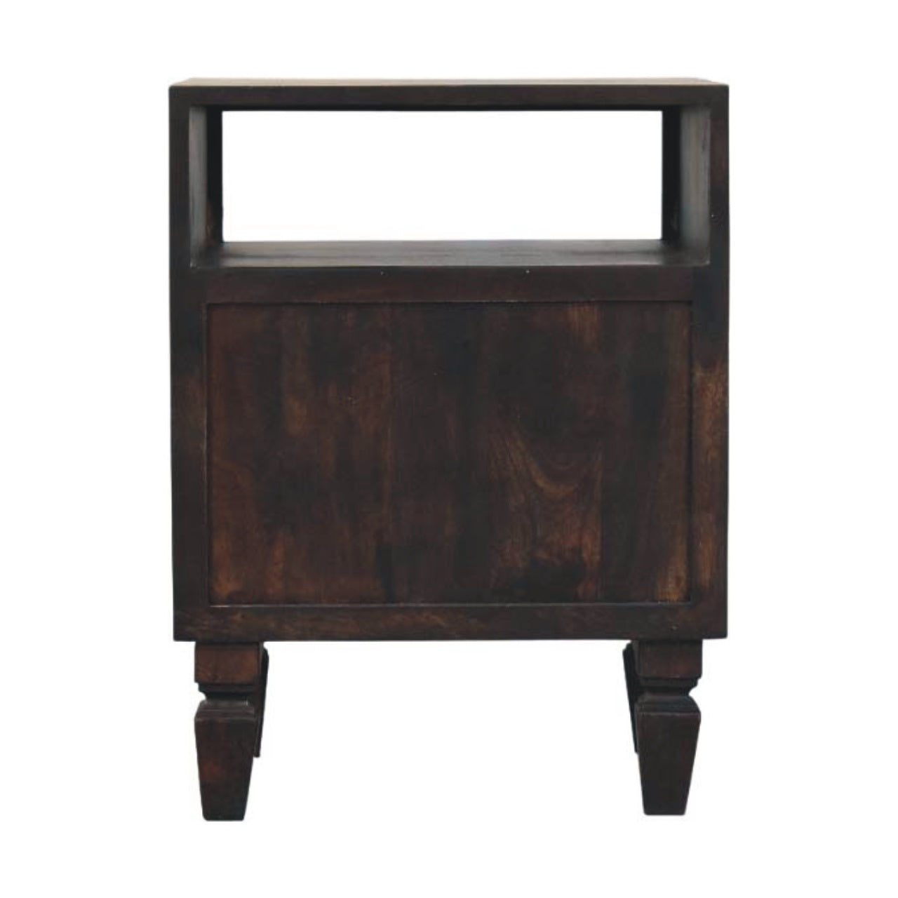 The Elara Carved Mango Wood Bedside Table
