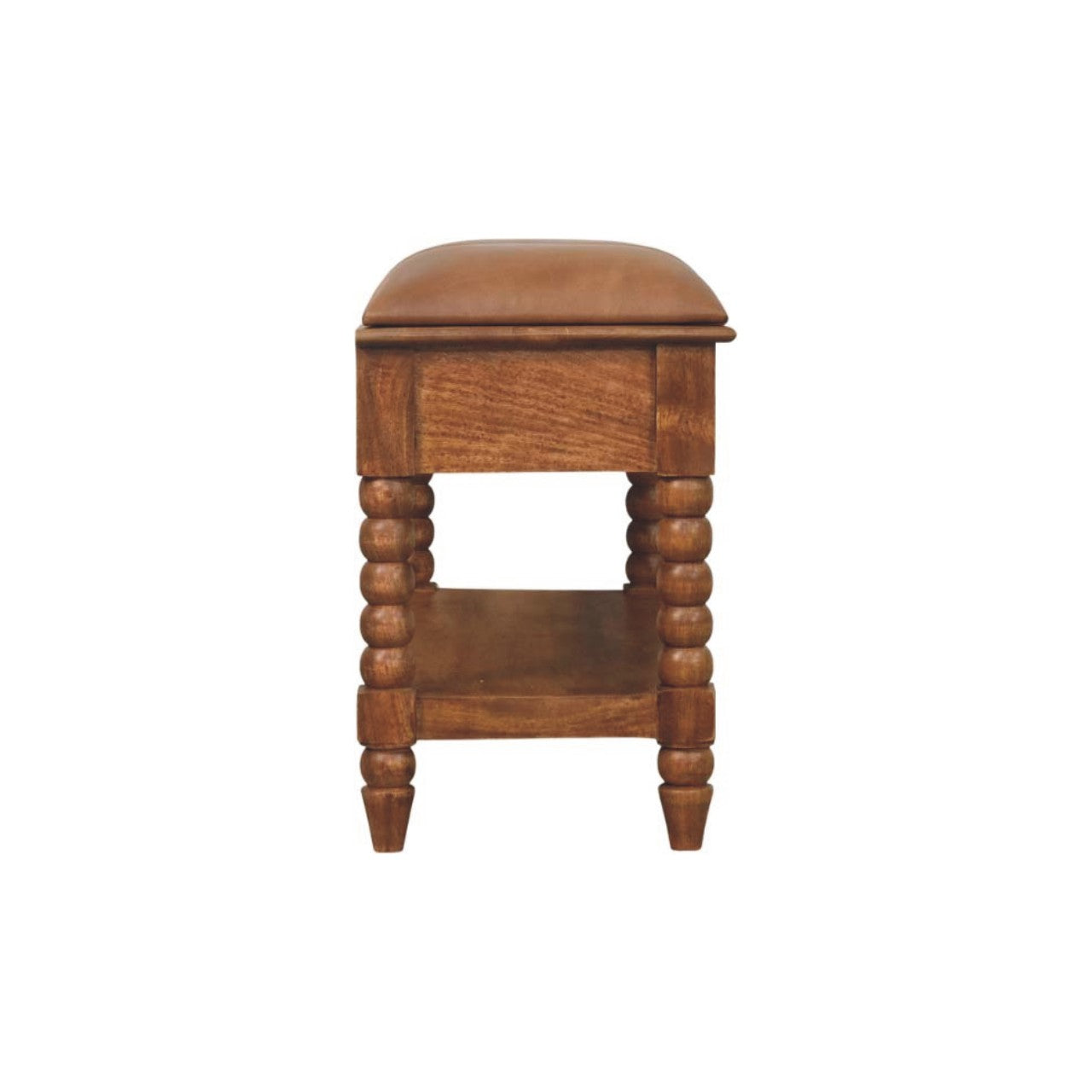The Spindle Leather Storage Bench