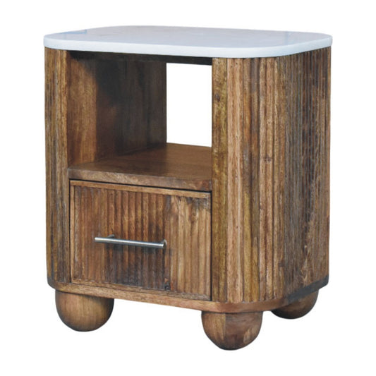 The Marble Top Fluted Bedside