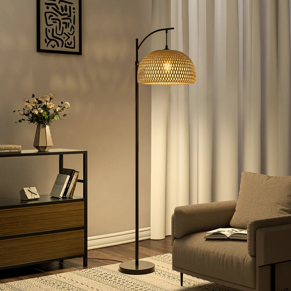 Woven Rattan Traditional Floor Lamp