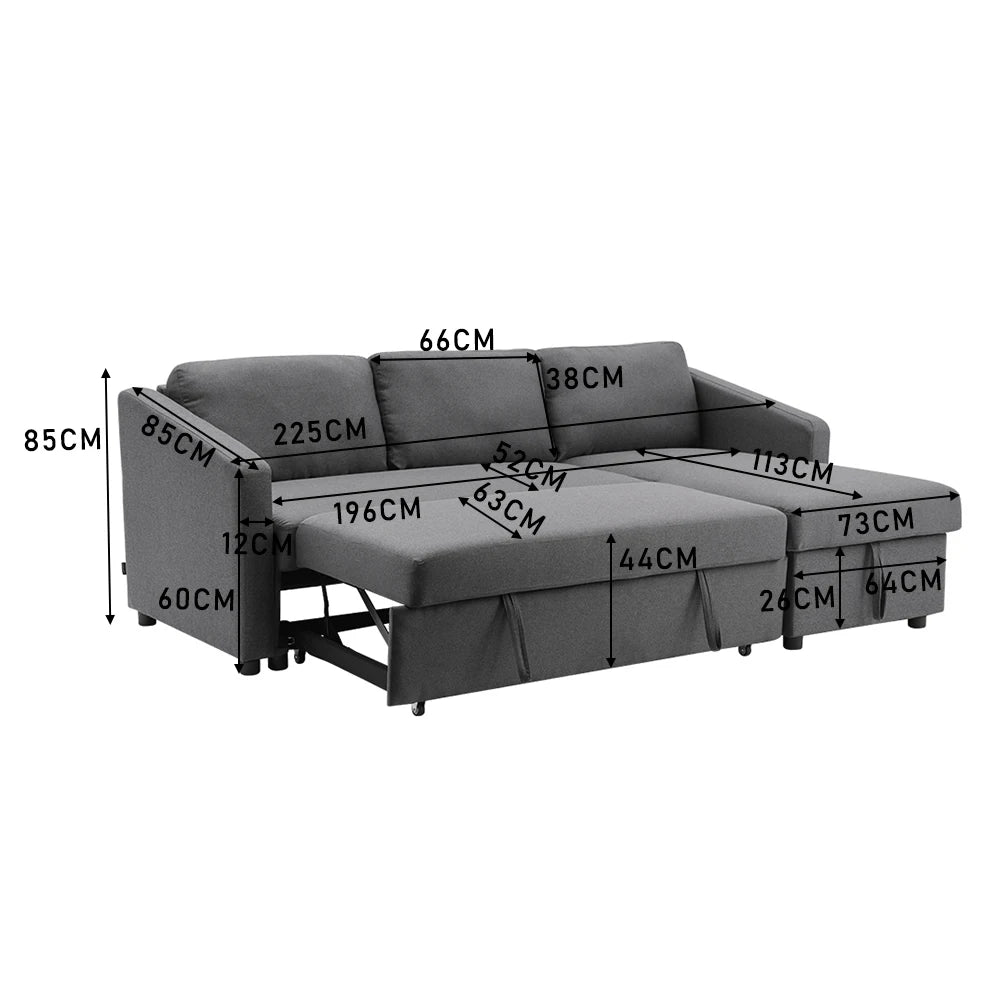 3 Seater Corner Sofa Bed with Storage