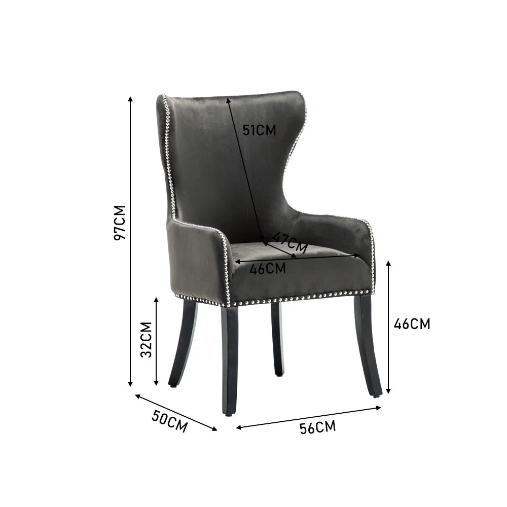Upholstered Studded Velvet Dining Chair