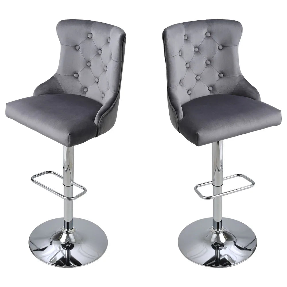 Upholstered Velvet Adjustable Bar Stool – Set of 2