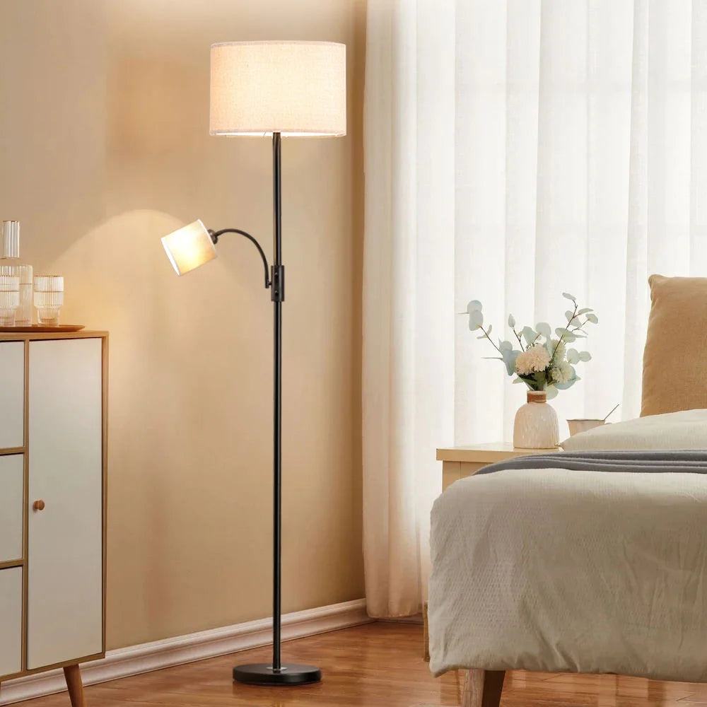 Dual Light Floor Lamp with Adjustable Head