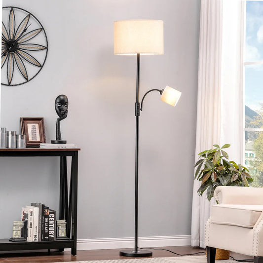 Dual Light Floor Lamp with Adjustable Head