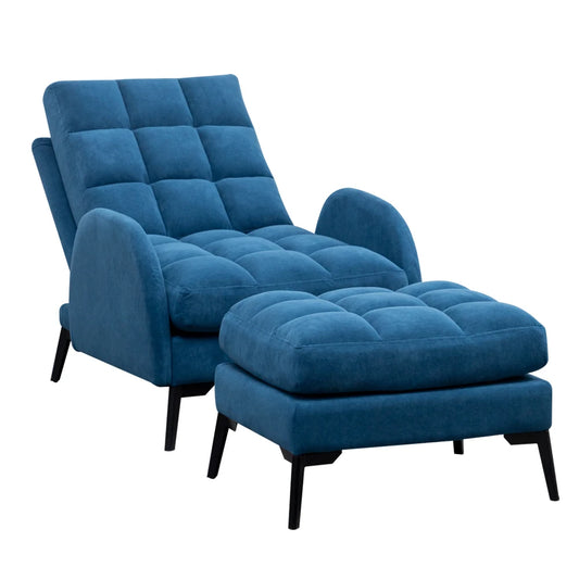 Frosted Velvet Recliner Armchair with Ottoman Set