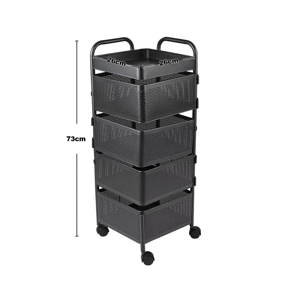 Tiered Carbon Steel Rotating Storage Rack with Wheels