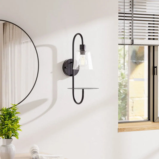 Transparent Glass Wall Light with Tray