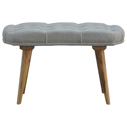 Buttoned Grey Tweed Bench