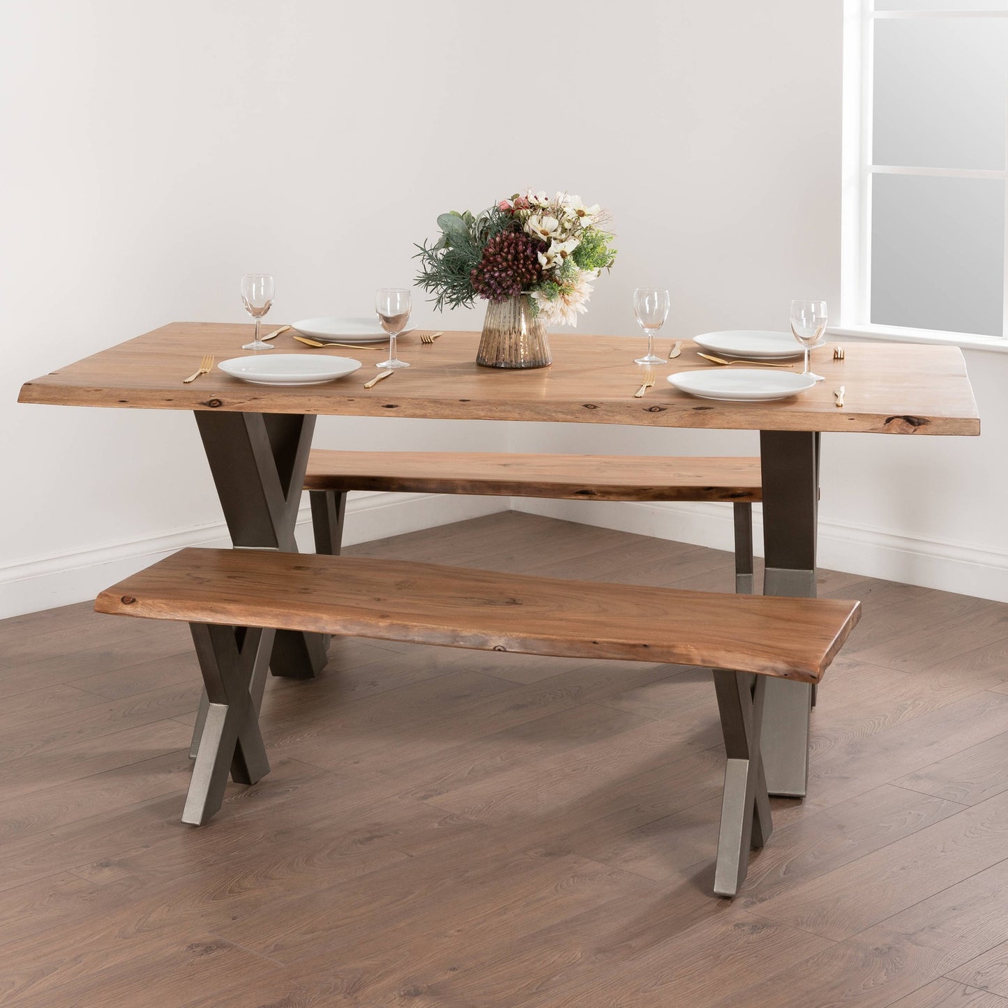 Natural Acacia Live Edge Bench