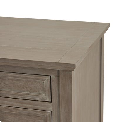 Distressed Grey Three-Drawer Bedside Table