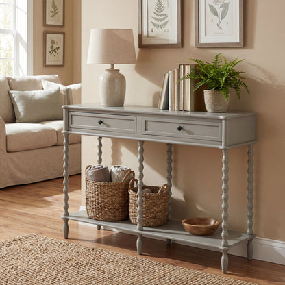 Refined Oak Two-Drawer Console Table