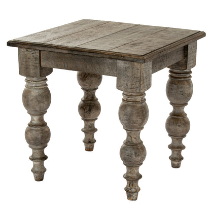 Square Pedestal Side Table in Satin Finish