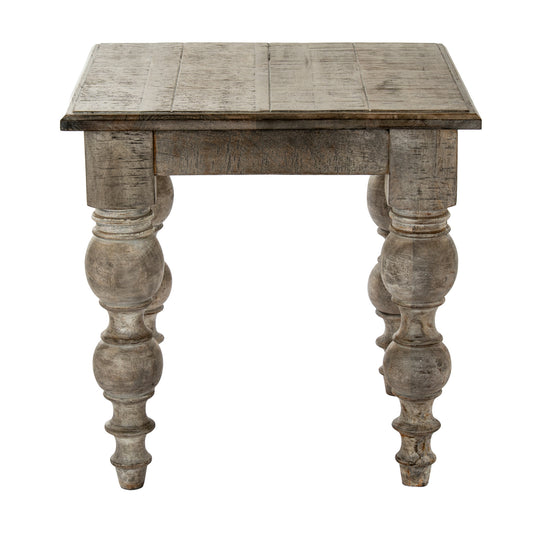 Square Pedestal Side Table in Satin Finish