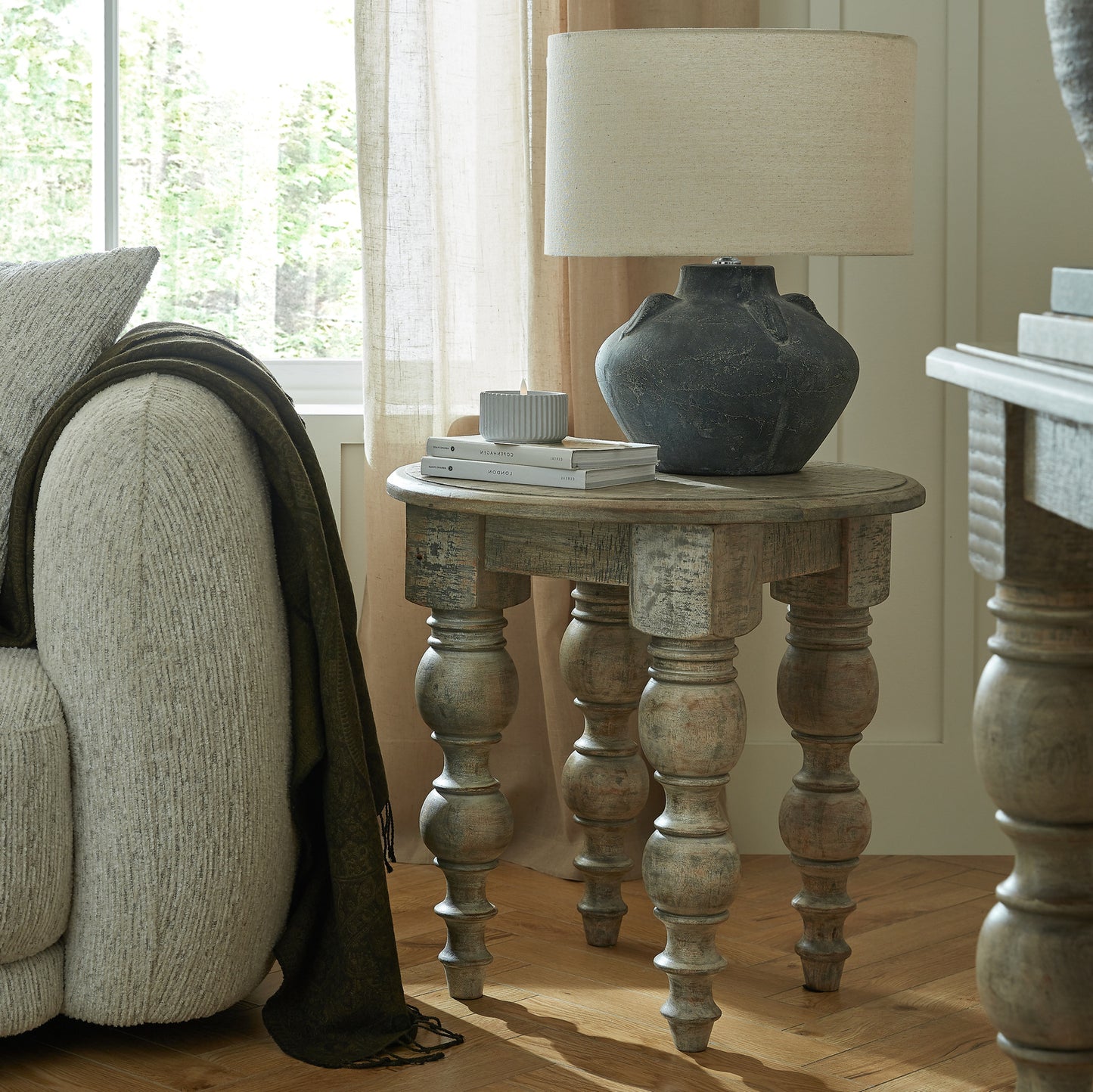 Satin Finish Circular Pedestal Side Table
