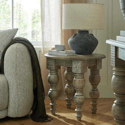 Satin Finish Circular Pedestal Side Table