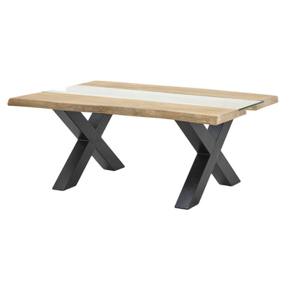 Light Acacia and Resin Live Edge Coffee Table