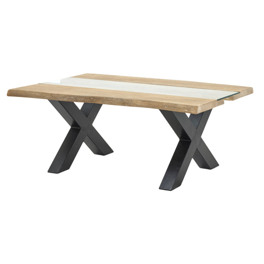 Light Acacia and Resin Live Edge Coffee Table