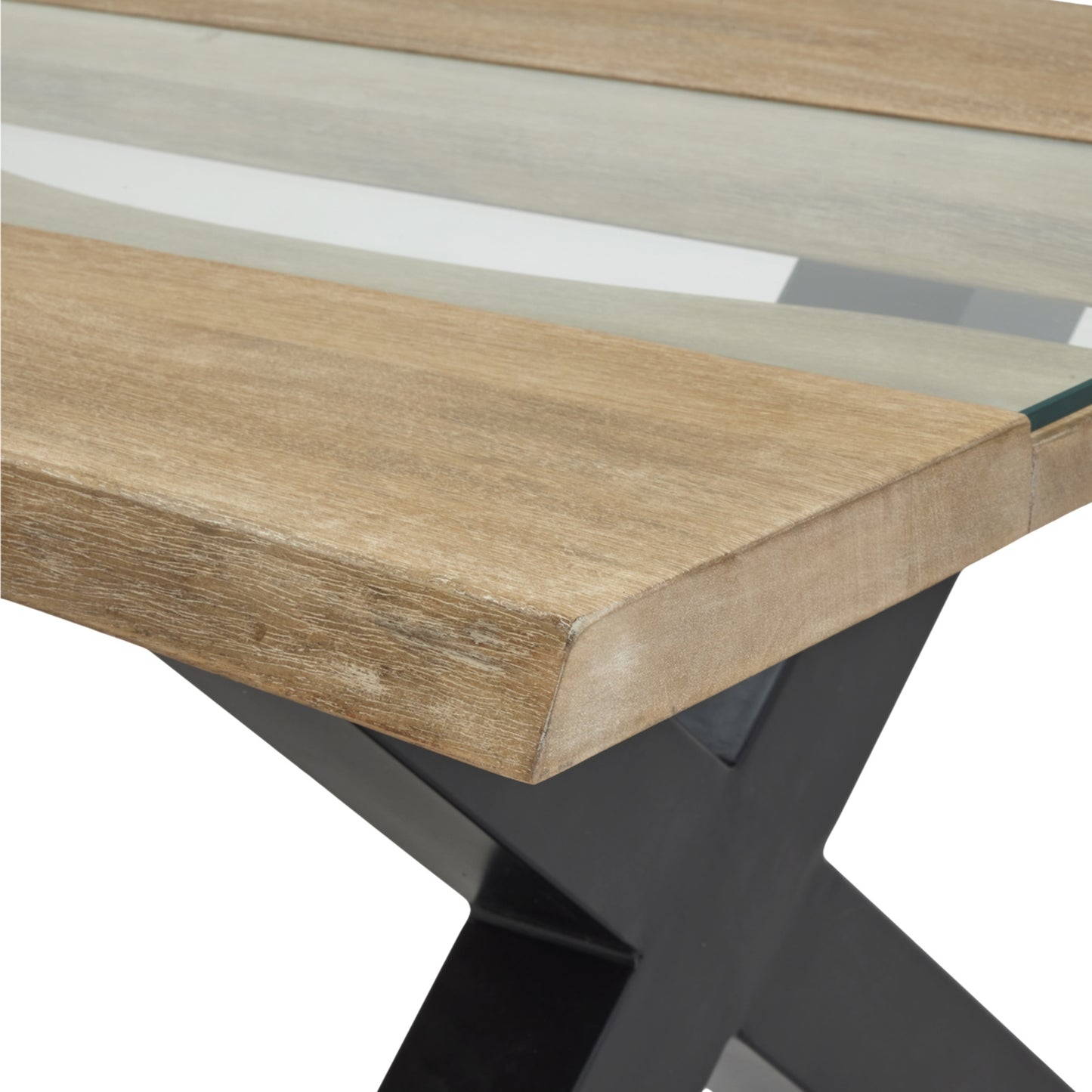 Light Acacia and Resin Live Edge Coffee Table