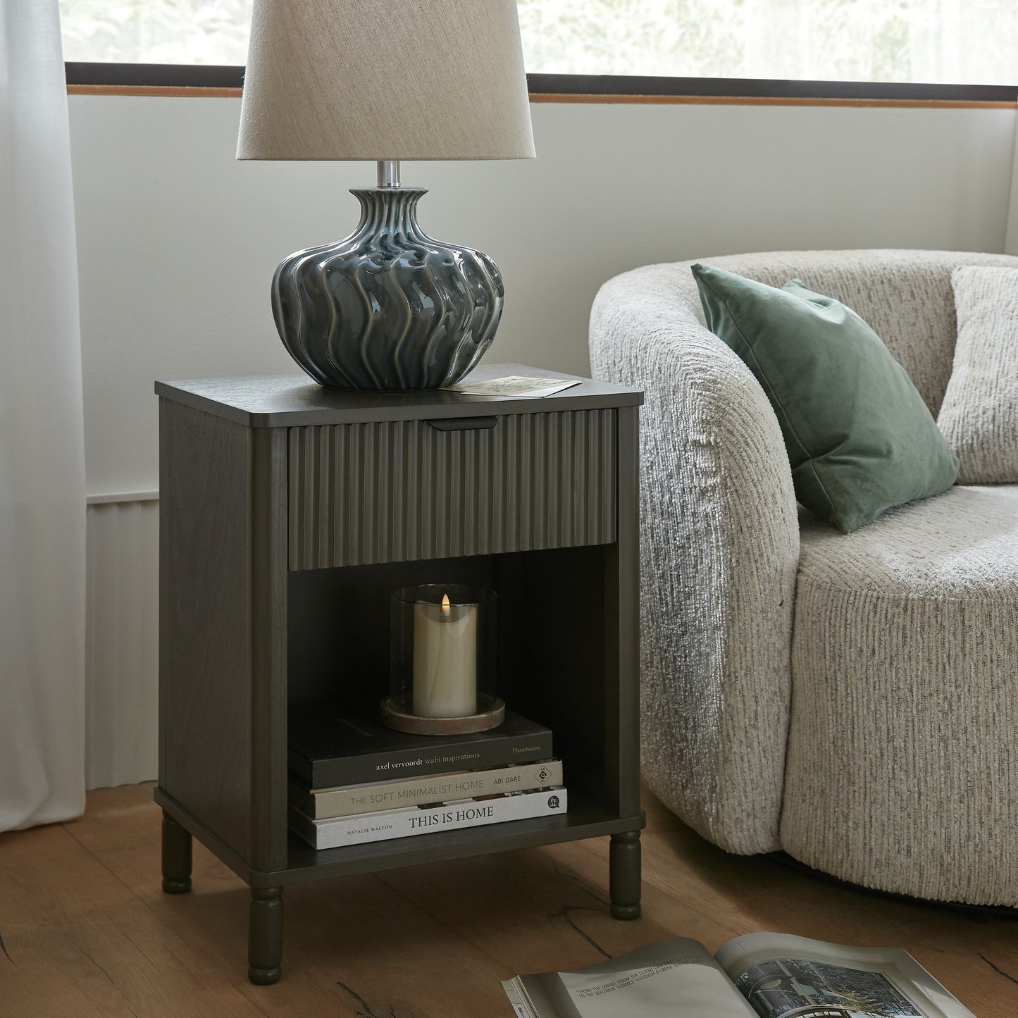 Grained Single-Drawer Pedestal Cabinet