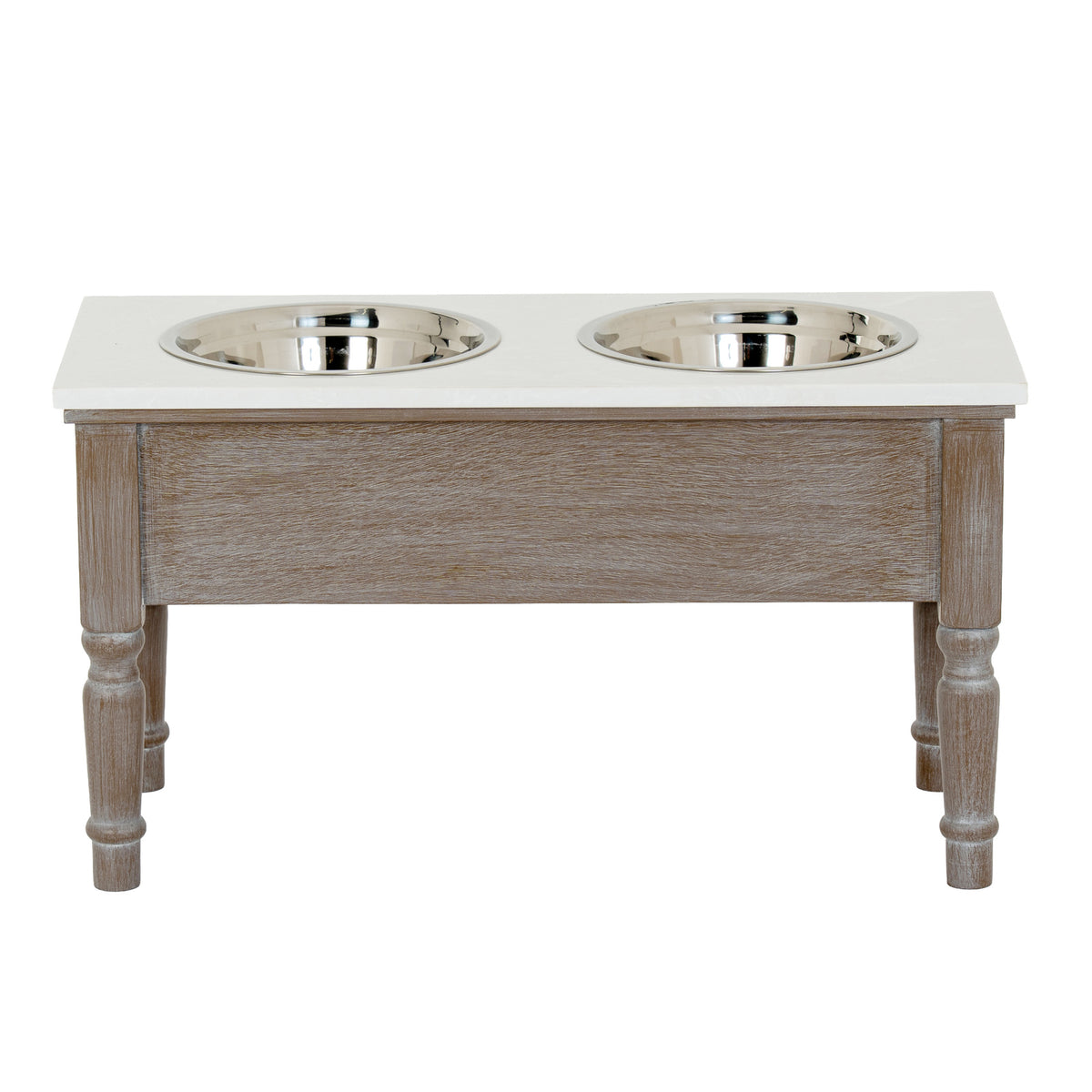 Textured Wood Pet Feeder Table