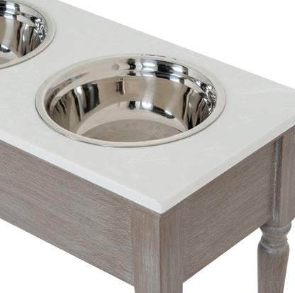 Textured Wood Pet Feeder Table