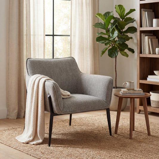 Neutral Weave Contoured Armchair