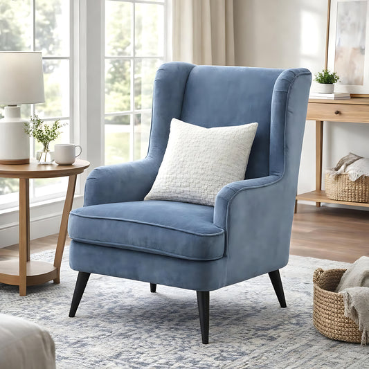 Sculptural Wingback Armchair in Textured Grey