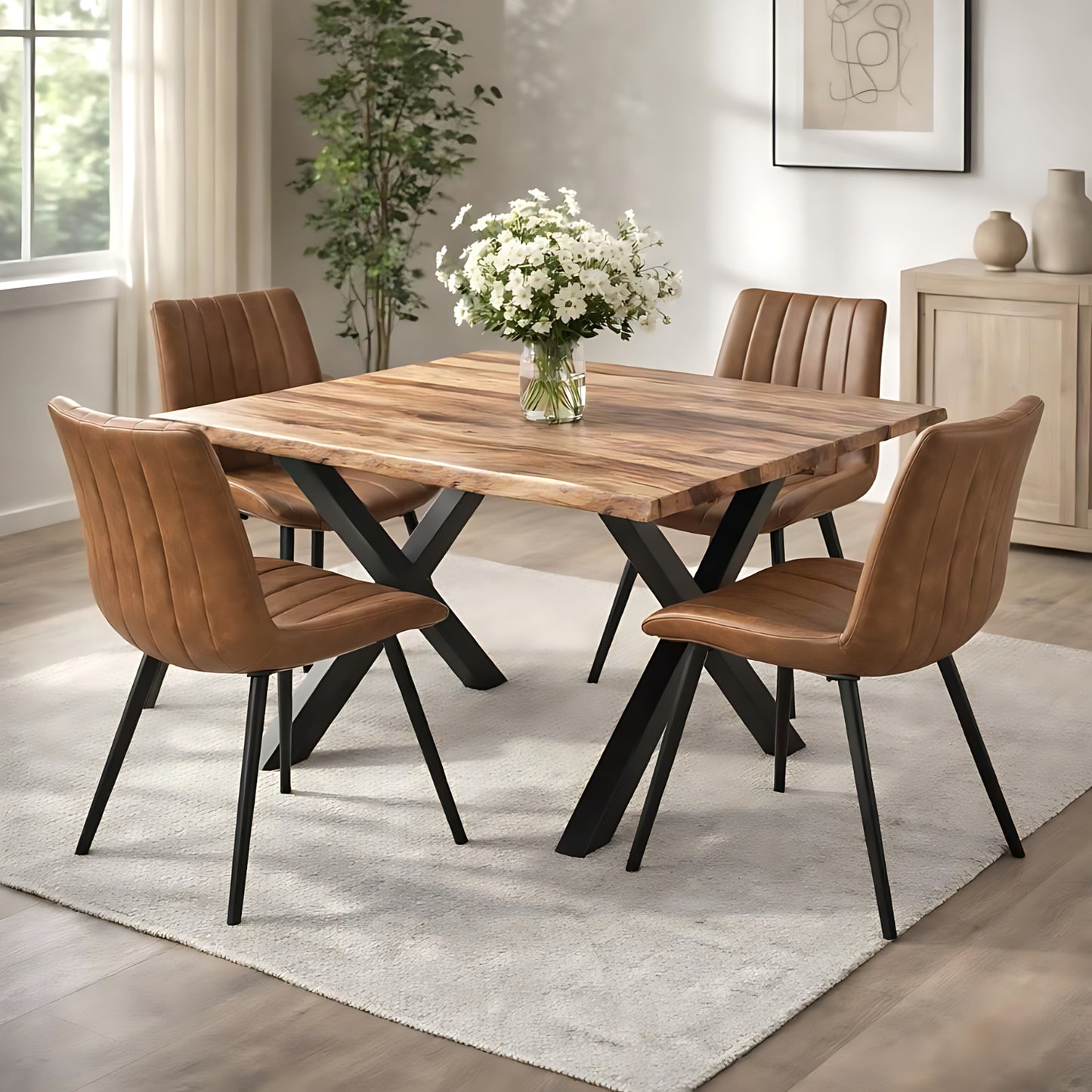 Tan Swivel Dining Chair