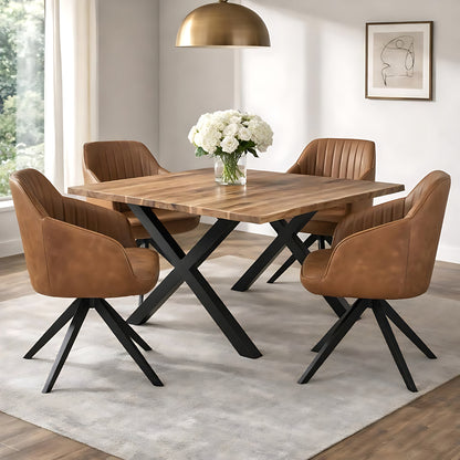 Tan Upholstered Contoured Dining Chair