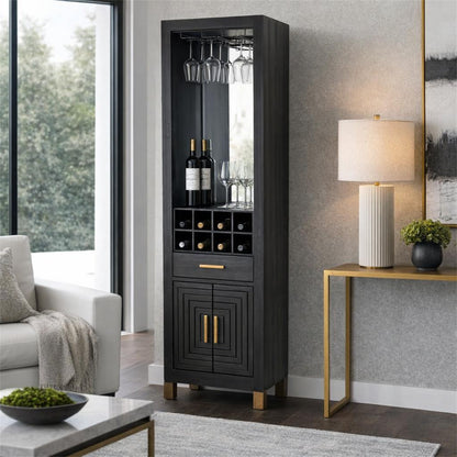 Matte Black Architectural Drinks Cabinet