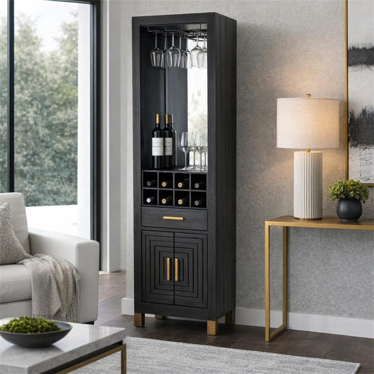 Matte Black Architectural Drinks Cabinet