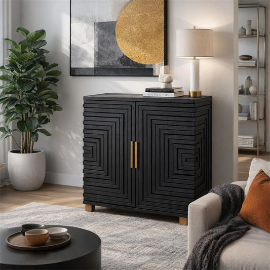 Matte Black Two-Door Low Sideboard
