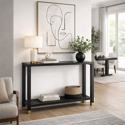 Matte Black Architectural Console Table