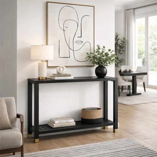 Matte Black Architectural Console Table