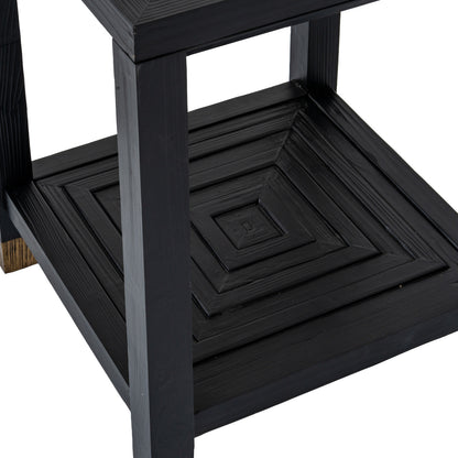 Matte Black Geometric Side Table
