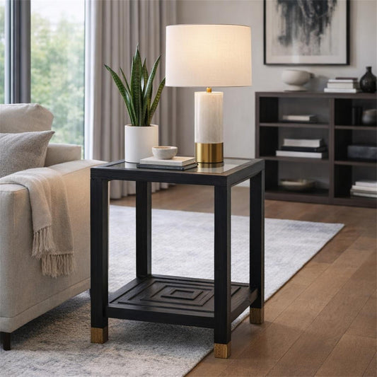 Matte Black Geometric Side Table