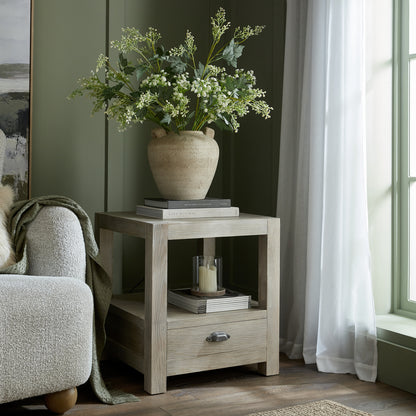 Haldon 1-Drawer Side Table with Integrated Shelf