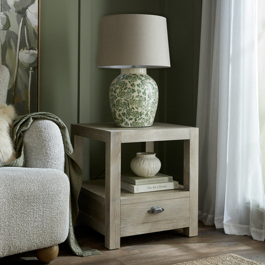 Haldon 1-Drawer Side Table with Integrated Shelf