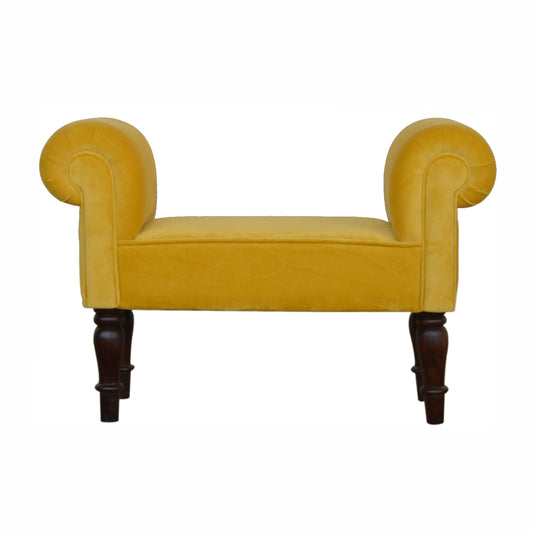 Mini Velvet Bench - Mustard