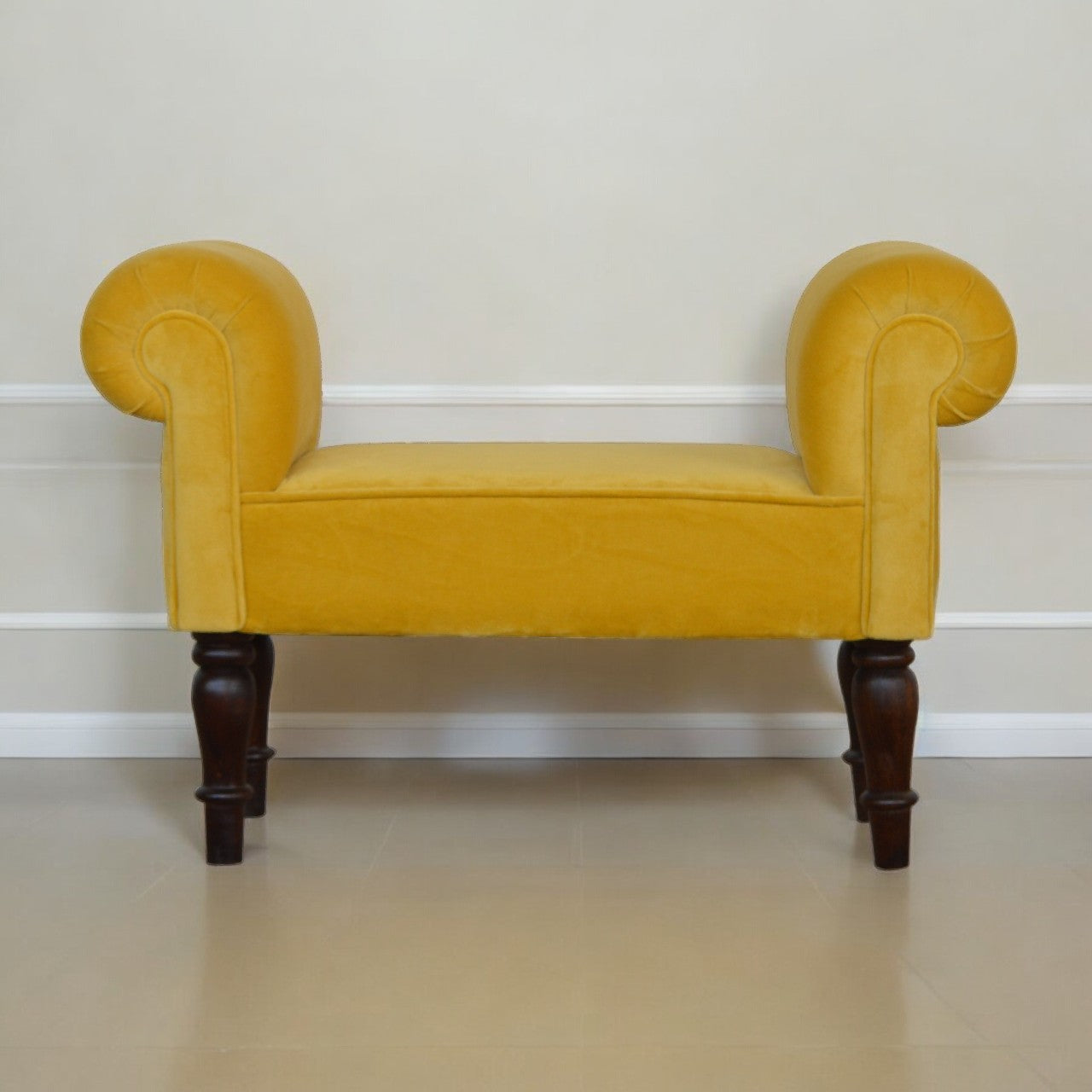 Mini Velvet Bench - Mustard