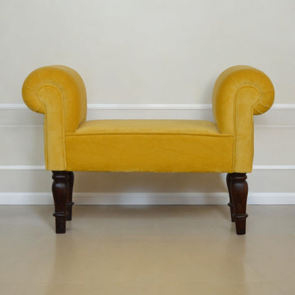 Mini Velvet Bench - Mustard