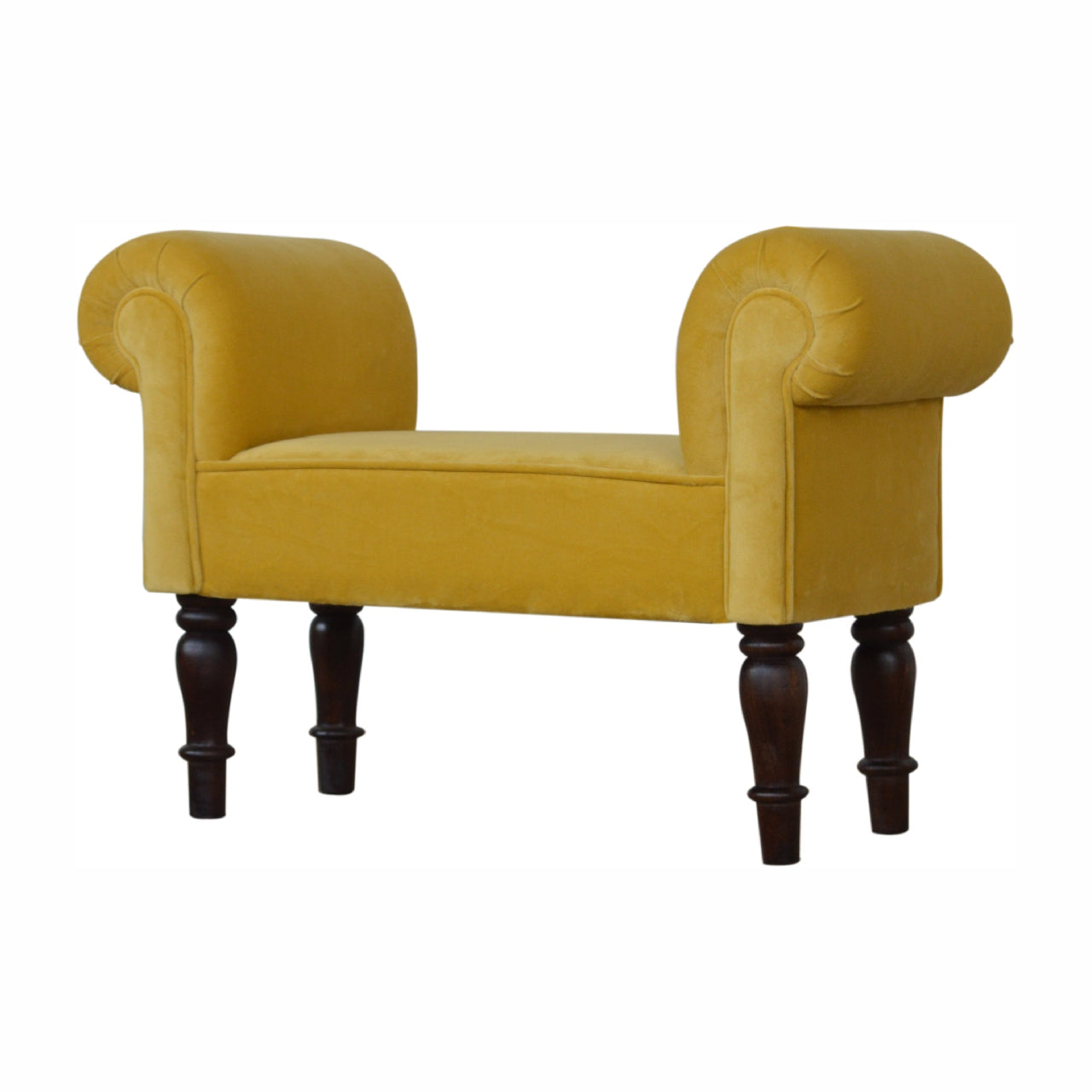 Mini Velvet Bench - Mustard