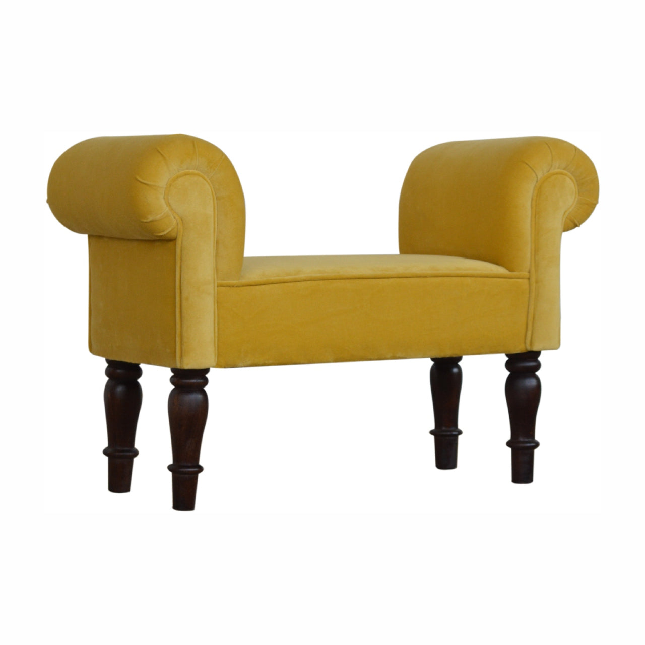 Mini Velvet Bench - Mustard