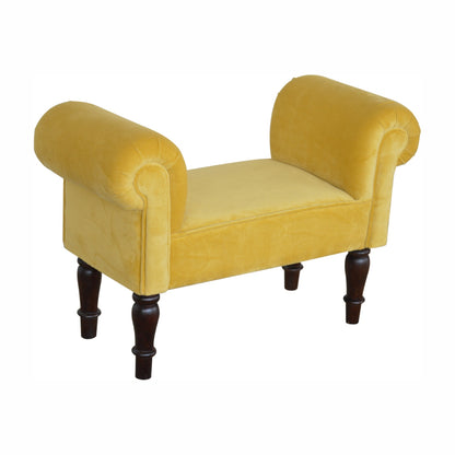 Mini Velvet Bench - Mustard