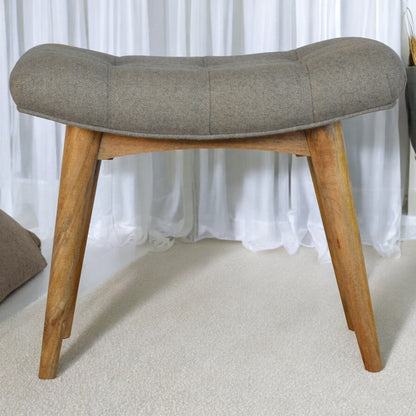 Grey Tweed Curved Bench