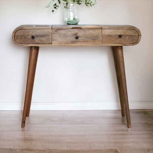 Round Dressing Table with Folding Mirror, front view closed